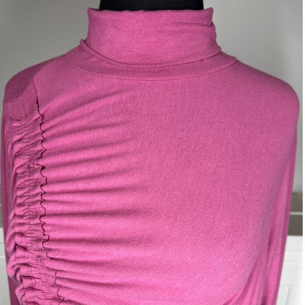 Daily Practice by Anthropologie Ruched Midi Dress Pink Jersey Knit Sz 1X Casual - Picture 2 of 11
